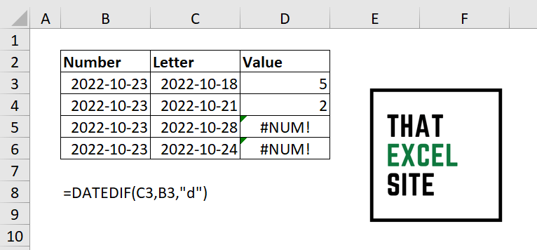 An Excel #NUM! Error Caused by Incorrect Function Arguments