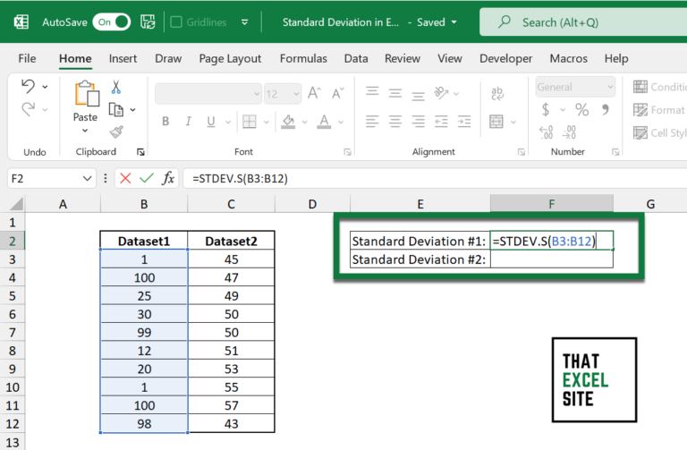 How to Calculate Standard Deviation in Excel That Excel Site