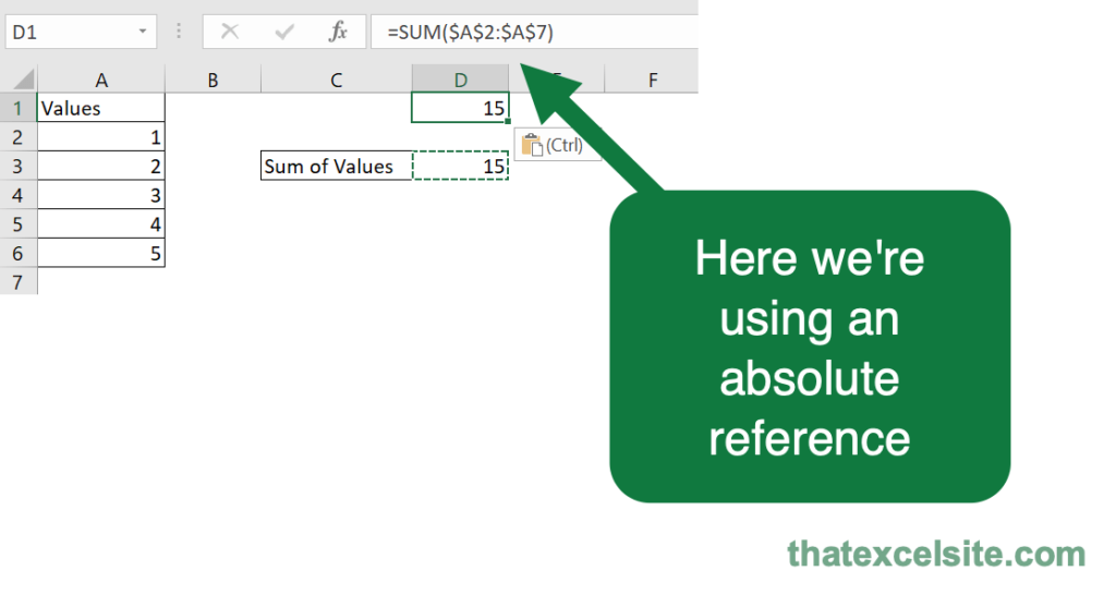 Using an absolute reference to prevent #REF! errors in Excel