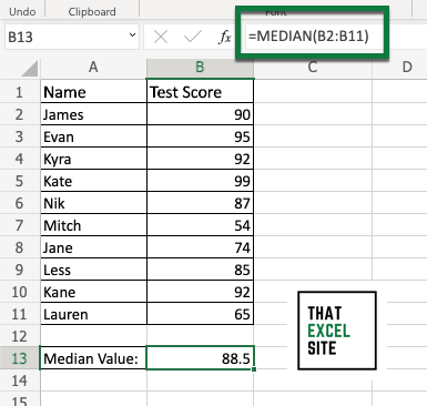 Find the median value of the dataset