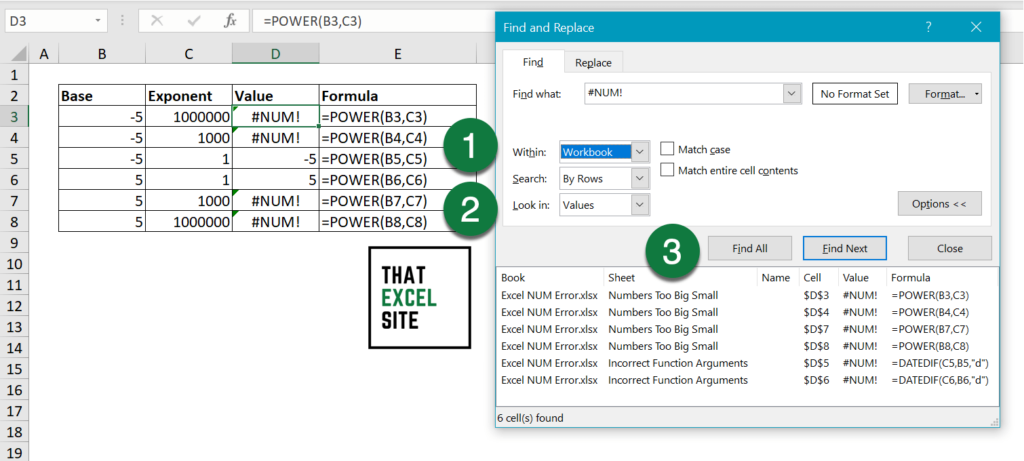 Finding for all #NUM! Errors in Excel