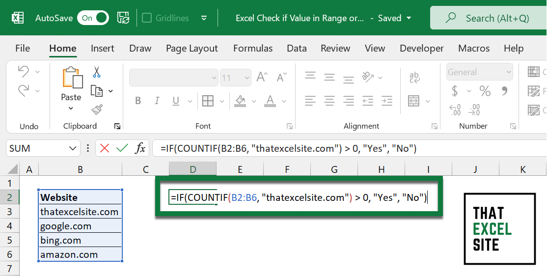 Excel: How to Check if a Value Exists in a Range or List - That Excel Site