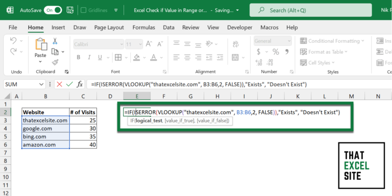 Excel: How to Check if a Value Exists in a Range or List - That Excel Site