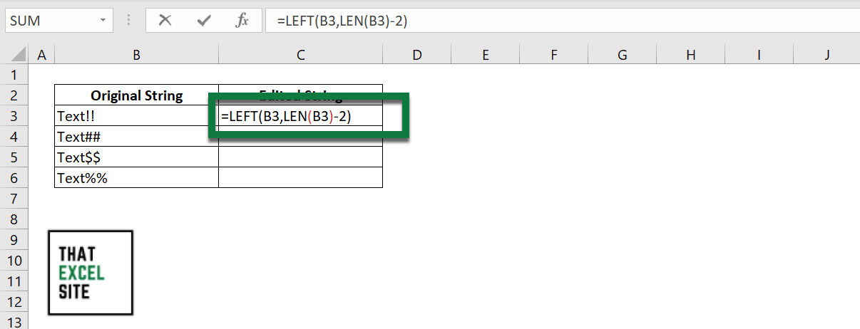 how to remove text from left and right in excel