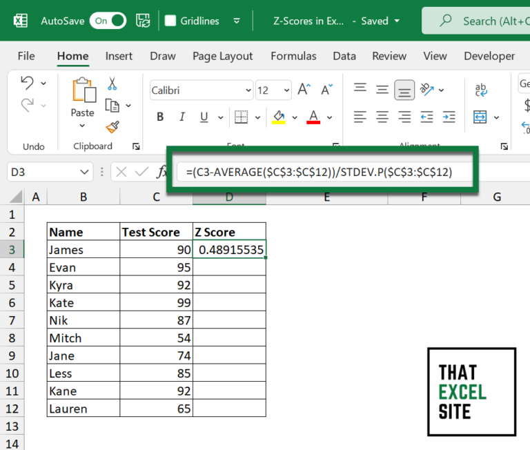 How To Calculate A Z Score In Excel That Excel Site 7512