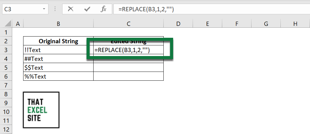 Using the REPLACE() function to remove characters from the left