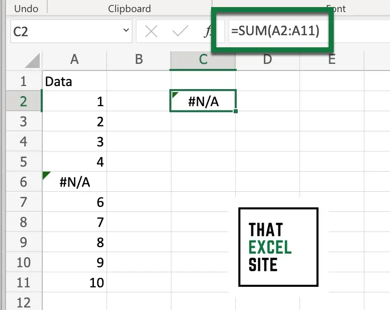 Adding cells that contain errors raises and error