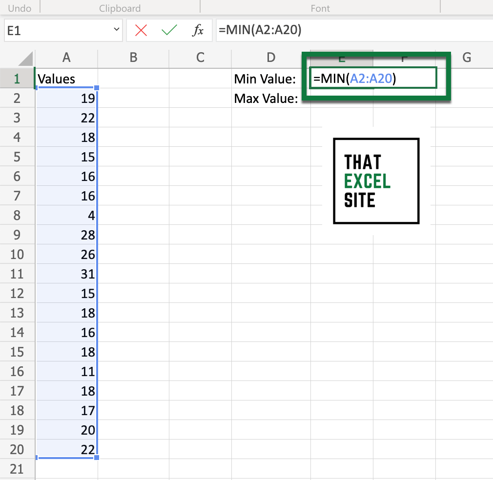 Calculate the minimum value of the dataset