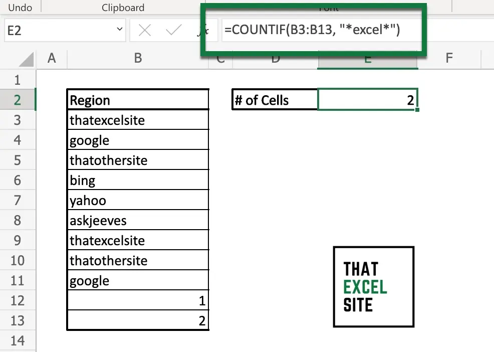 microsoft excel count text cells