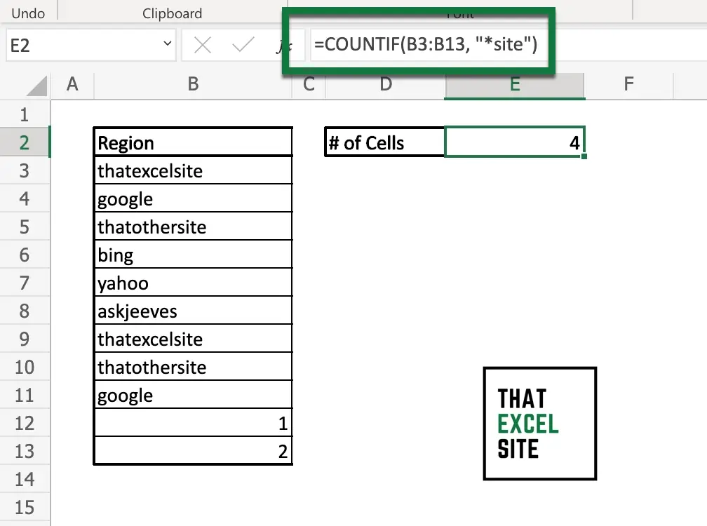 Count Cells That End With Specific Text in Excel