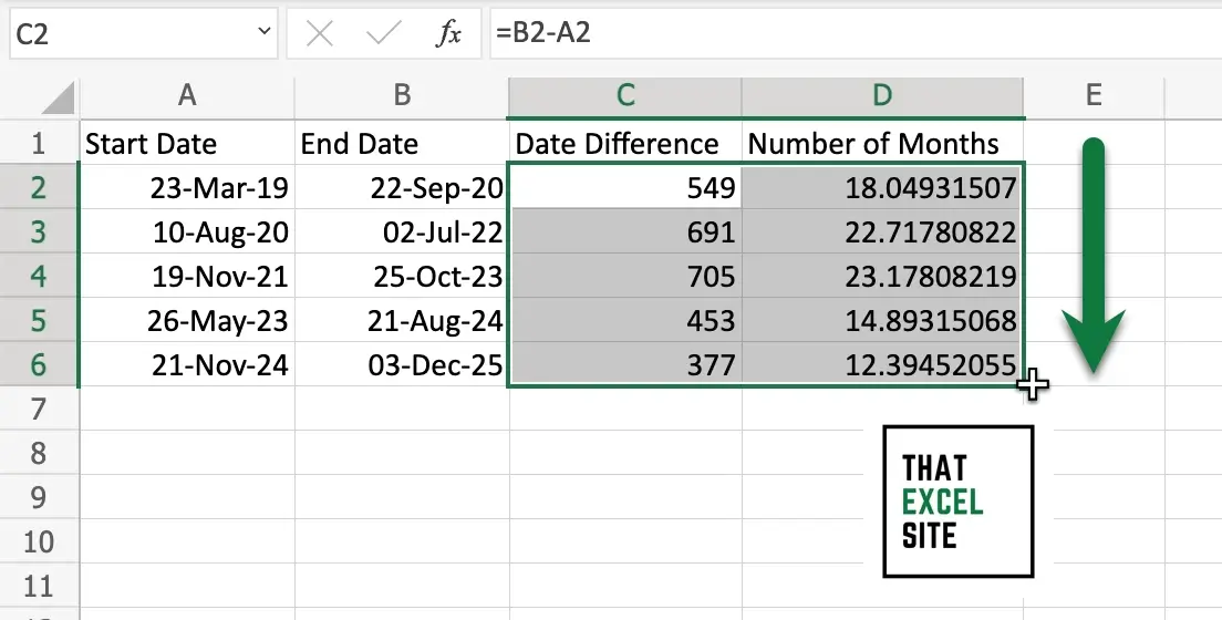 Number Of Months Between Two Dates Excel 2016