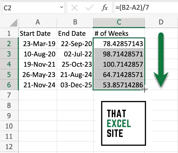 How To Calculate The Number Of Weeks Between Two Dates In Excel That 