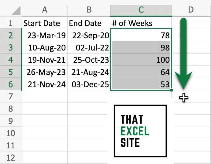 Can Excel Calculate Number Of Weeks Between Two Dates