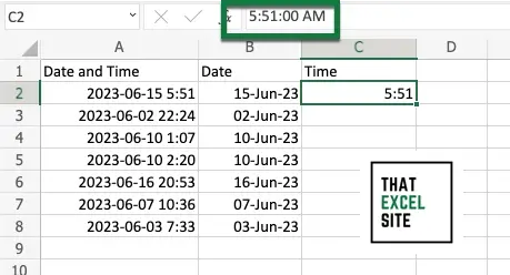 How to Separate Date and Time in Excel - That Excel Site