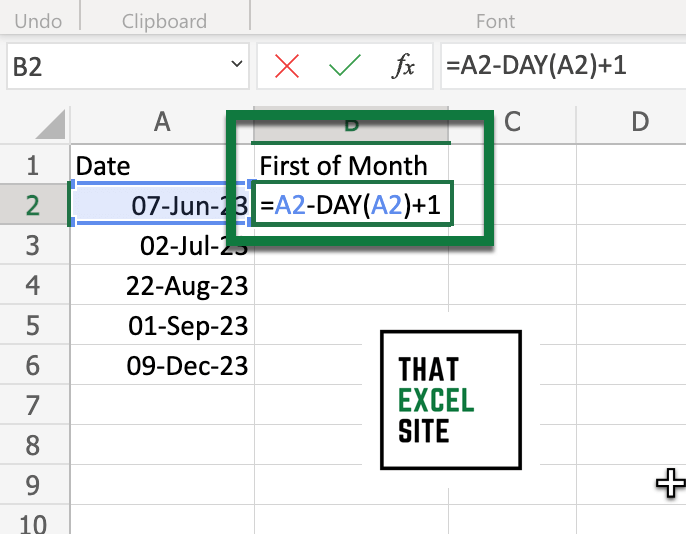 How to Use the DAY() Function to Get the First Day of a Month