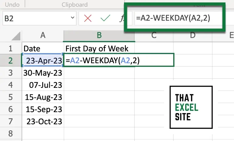 How to Use the WEEKDAY() Function to Calculate a Sunday Week Start