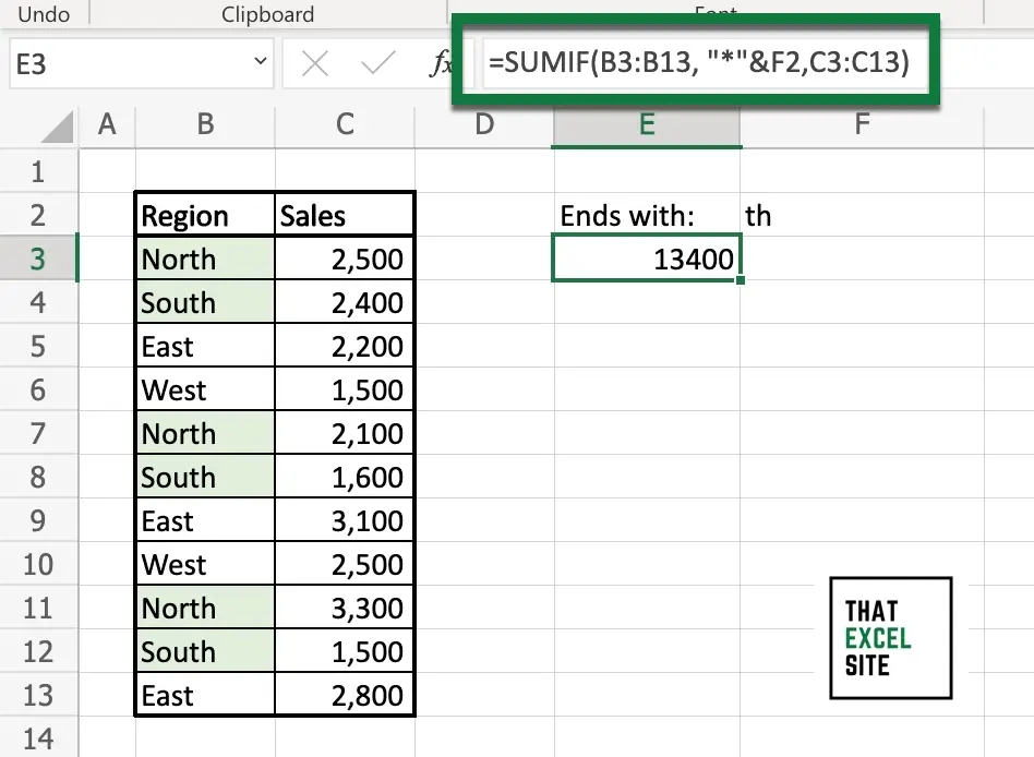How to use Excel SUMIF() to Add Cells Ending With