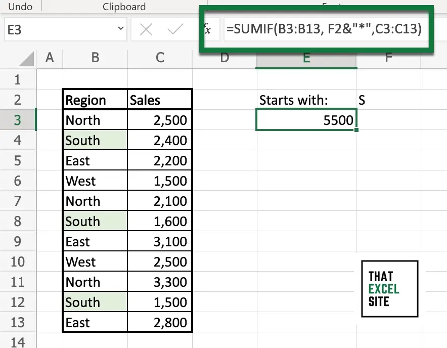 How to use Excel SUMIF() to Add Cells Starting With