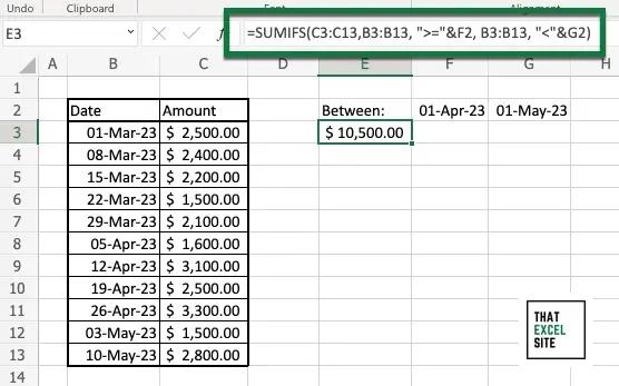 How to use Excel SUMIFS() with a date range