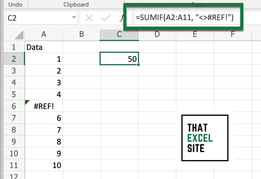 Ignore #REF! Error in Excel SUMIF()
