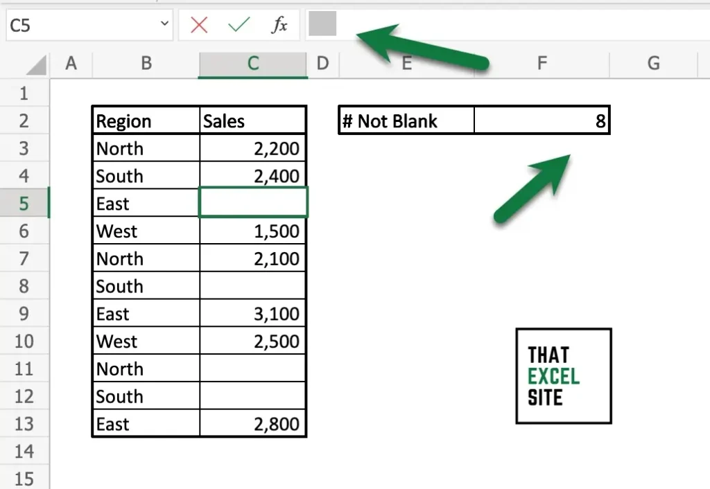 Problems when counting cells that appear blank but aren't