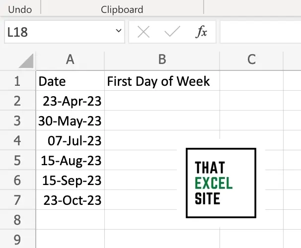 How To Get The First Day Of The Week In Excel