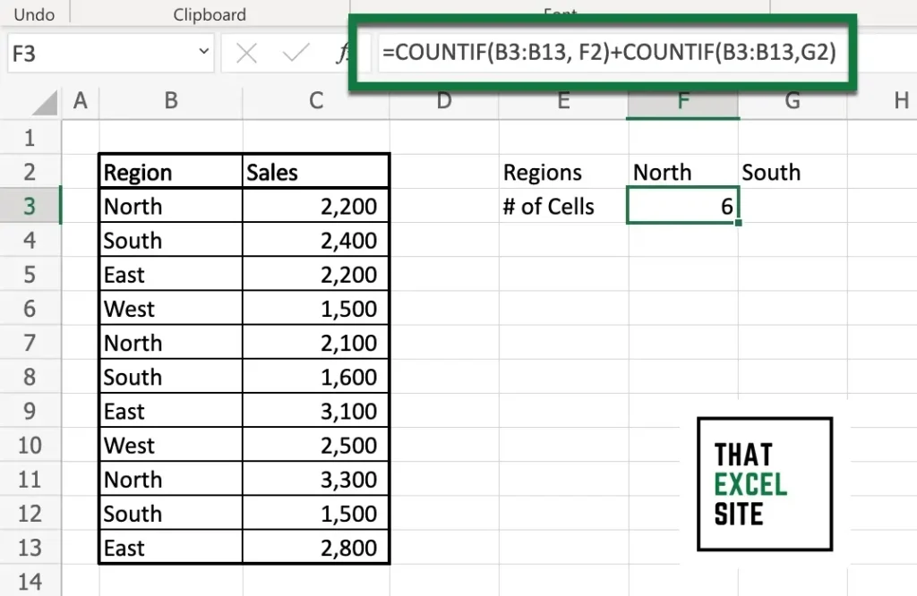 Using COUNTIF Multiple Times to Count Cells Using OR Logic