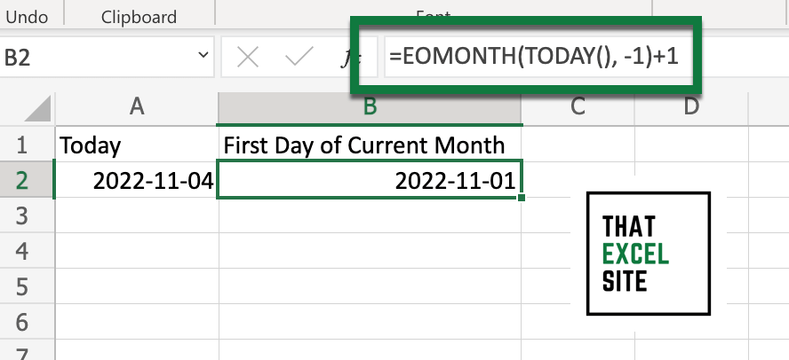 Using EOMONTH() to Get the First Day of Current Month