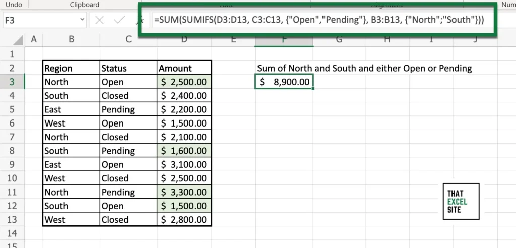 Using Excel SUMIFS() with Multiple OR Criteria