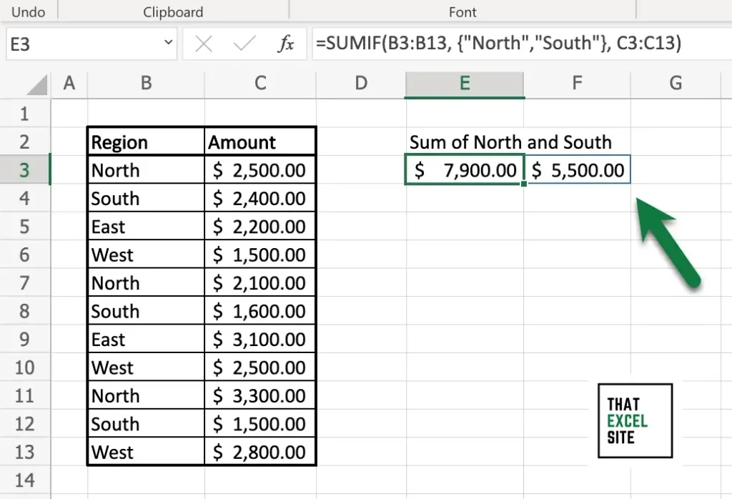 Using SUMIF() with dynamic arrays and OR conditions