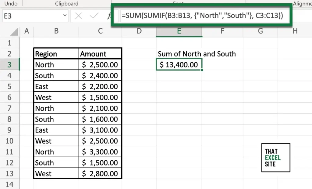 Using SUMIF() with dynamic arrays can be combined with the SUM() function