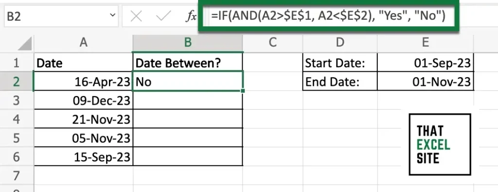 Excel How To See If A Date Is Between Two Dates