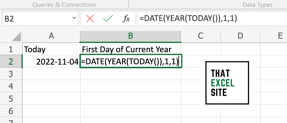 Using the DATE() Function to Get the First Day of the Current Year